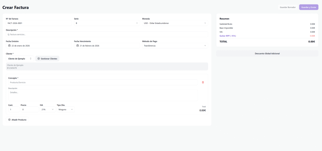crear factura planfactura