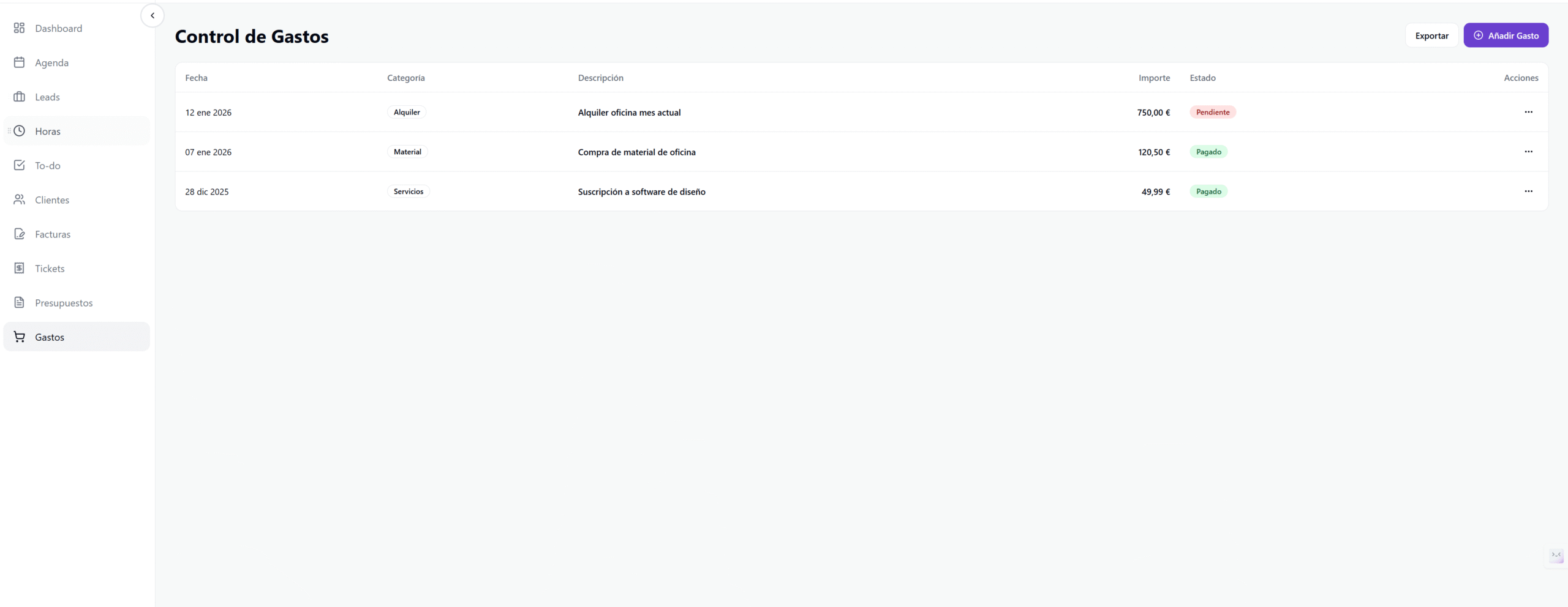 planfactura control gastos
